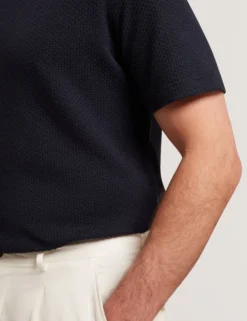 Zig Zag Texture Knit Crew Neck T-Shirt