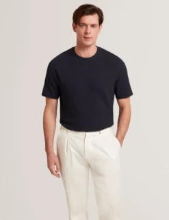 Zig Zag Texture Knit Crew Neck T-Shirt