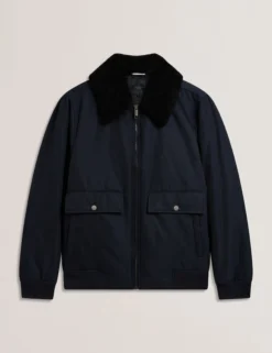 Zip Bomber Jacket With Removable Collar