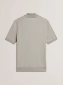 Zip Collar Stretch Knit Polo Shirt